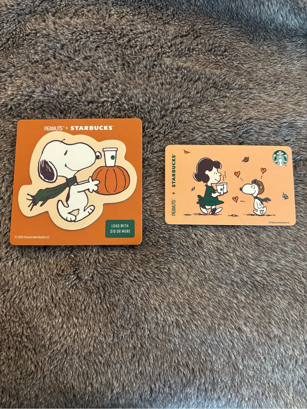 starbucks x peanuts gift cards lucy & snoopy new empty cards Set of 2